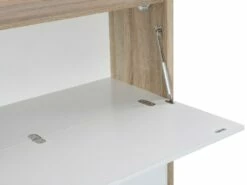 Secrétaire Avec 3 Portes - MDF Et Métal - Coloris : Naturel Et Blanc - DERELIS 19 Secrétaire Avec 3 Portes - MDF Et Métal - Coloris : Naturel Et Blanc - DERELIS -DECO Ventes meuble bureau 8259203