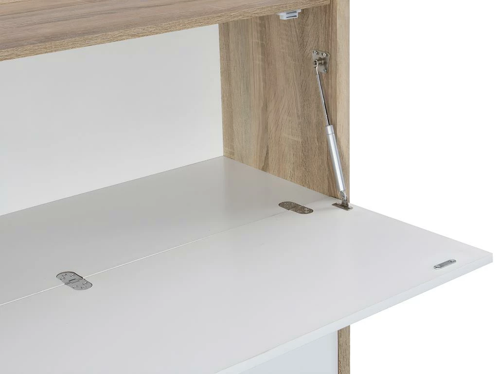 Secrétaire Avec 3 Portes - MDF Et Métal - Coloris : Naturel Et Blanc - DERELIS 10 Secrétaire Avec 3 Portes - MDF Et Métal - Coloris : Naturel Et Blanc - DERELIS – Image 8