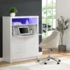 Secrétaire Avec 2 Portes - Avec LEDs - MDF - Blanc Lacqué - MELIONA 2 Secrétaire Avec 2 Portes - Avec LEDs - MDF - Blanc Lacqué - MELIONA -DECO Ventes meuble bureau 8437297