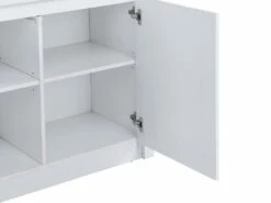 Secrétaire Avec 2 Portes - Avec LEDs - MDF - Blanc Lacqué - MELIONA -DECO Ventes meuble bureau 8437325