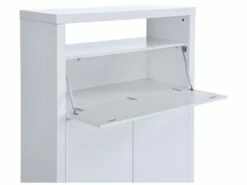 Secrétaire Avec 2 Portes - Avec LEDs - MDF - Blanc Lacqué - MELIONA -DECO Ventes meuble bureau 8437327