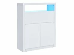 Secrétaire Avec 2 Portes - Avec LEDs - MDF - Blanc Lacqué - MELIONA -DECO Ventes meuble bureau 8437339