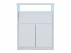 Secrétaire Avec 2 Portes - Avec LEDs - MDF - Blanc Lacqué - MELIONA -DECO Ventes meuble bureau 8437343