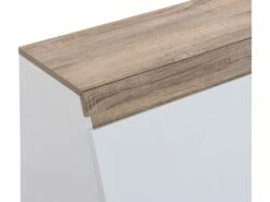 Secrétaire Avec 2 Portes Et 2 Tiroirs - MDF - Blanc Et Naturel - RILESA -DECO Ventes meuble bureau 8442757