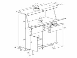 Secrétaire Avec 2 Portes Et 2 Tiroirs - MDF - Blanc Et Naturel - RILESA -DECO Ventes meuble bureau 8476611