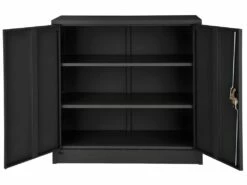 Armoire De Bureau Verrouillable Dotée De 2 étagères. Meuble 3 Niveaux Noir 08_0000380 -DECO Ventes meuble bureau 8952937