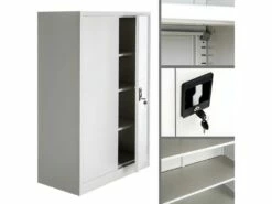 Armoire De Bureau Verrouillable Dotée De 3 étagères Meuble 4 Niveaux Gris 08_0000381 -DECO Ventes meuble bureau 8953081