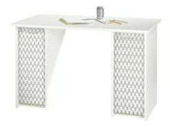 Bureau Blanc 2 Caissons A Rideau - Coloris: Vagues Grises 810