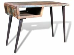 Bureau Table Meuble Travail Informatique Avec Pieds En Fer Bois De Récupération 0502066