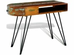 Bureau Table Meuble Travail Informatique En Bois Solide Recyclé Avec Pieds Broche En Fer 0502087