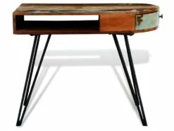 Bureau Table Meuble Travail Informatique En Bois Solide Recyclé Avec Pieds Broche En Fer 0502087 -DECO Ventes meuble bureau 8958591