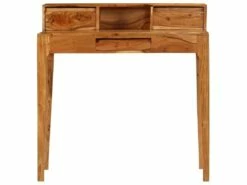 Bureau Table Meuble Travail Informatique Avec Tiroirs Bois Massif 88 Cm 0502139