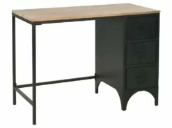 Bureau Table Meuble Travail Informatique à Piédestal Unique Bois De Sapin Et Acier 100 Cm 0502131 -DECO Ventes meuble bureau 8959441