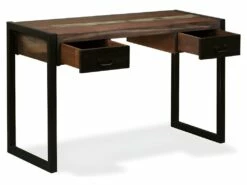 Bureau Table Meuble Travail Informatique Avec 2 Tiroirs Bois De Récupération Massif 120 Cm 0502062 -DECO Ventes meuble bureau 8960117