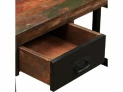 Bureau Table Meuble Travail Informatique Avec 2 Tiroirs Bois De Récupération Massif 120 Cm 0502062 -DECO Ventes meuble bureau 8960119