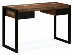 Bureau Table Meuble Travail Informatique Avec 2 Tiroirs Bois De Récupération Massif 120 Cm 0502062 -DECO Ventes meuble bureau 8960121