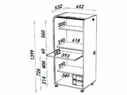 Armoire Informatique Mobile Chêne - Coloris: Bambous 912 7 Armoire Informatique Mobile Chêne - Coloris: Bambous 912 -DECO Ventes meuble bureau 9186085