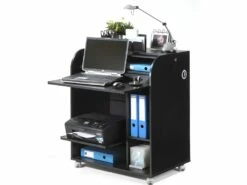 Bureau Informatique Noir à Roulettes - Coloris: Fée 217