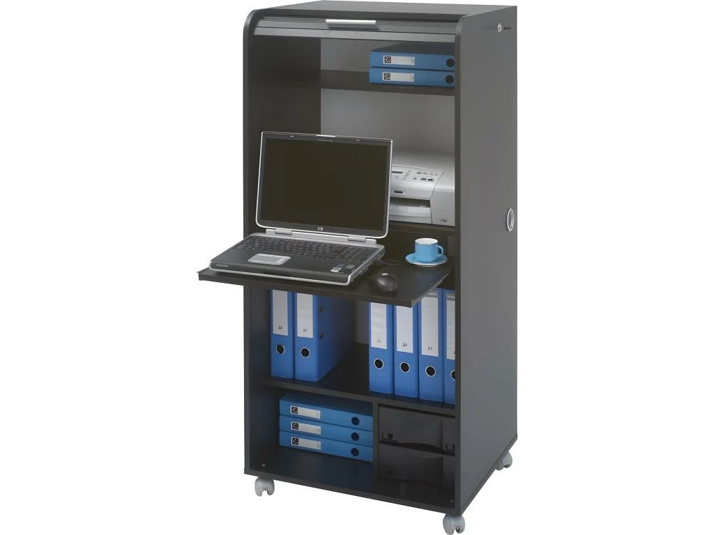 Armoire Informatique Mobile Noire 2 Tiroirs 5 Niches - Coloris: Noir 3 Armoire Informatique Mobile Noire 2 Tiroirs 5 Niches - Coloris: Noir