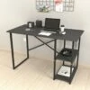 Bureau Nittedal Avec étagère Intégrée à 2 Niveaux 75 X 120 X 60 Cm Anthracite [en.casa]