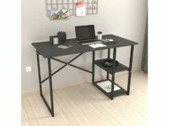 Bureau Nittedal Avec étagère Intégrée à 2 Niveaux 75 X 120 X 60 Cm Anthracite [en.casa] -DECO Ventes meuble bureau 9547271
