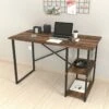 Bureau Nittedal Avec étagère Intégrée à 2 Niveaux 75 X 120 X 60 Cm Effet Chêne Patiné [en.casa] -DECO Ventes meuble bureau 9548149