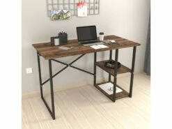 Bureau Nittedal Avec étagère Intégrée à 2 Niveaux 75 X 120 X 60 Cm Effet Chêne Patiné [en.casa] -DECO Ventes meuble bureau 9548153