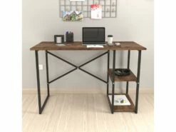 Bureau Nittedal Avec étagère Intégrée à 2 Niveaux 75 X 120 X 60 Cm Effet Chêne Patiné [en.casa] -DECO Ventes meuble bureau 9548155