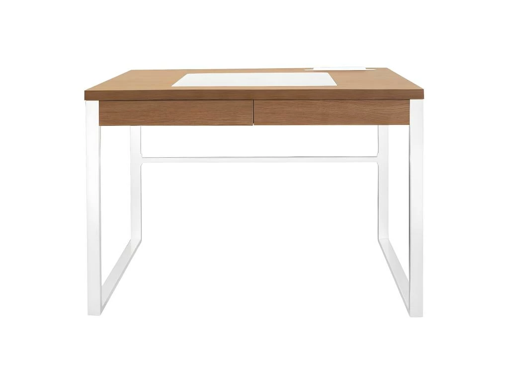 CALEB - Bureau Plateau Effet Bois Et Piètement Blanc 5 CALEB - Bureau Plateau Effet Bois Et Piètement Blanc – Image 3