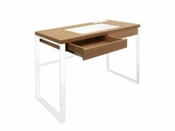 CALEB - Bureau Plateau Effet Bois Et Piètement Blanc 11 CALEB - Bureau Plateau Effet Bois Et Piètement Blanc -DECO Ventes meuble bureau 9556991