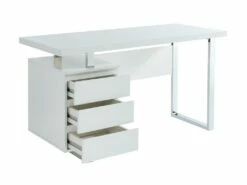 Bureau Avec 3 Tiroirs - MDF - Blanc Laqué - MYLAN II -DECO Ventes meuble bureau 9629515