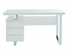 Bureau Avec 3 Tiroirs - MDF - Blanc Laqué - MYLAN II -DECO Ventes meuble bureau 9629517
