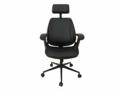 RALPH - Fauteuil De Bureau Simili Noir Et Effet Noyer