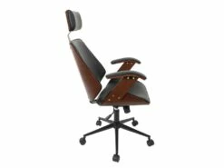 RALPH - Fauteuil De Bureau Simili Noir Et Effet Noyer -DECO Ventes siege de bureau 10398427