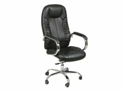 Fauteuil De Bureau Simili Cuir Noir - ALEX
