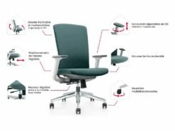 Fauteuil De Bureau Professionnel - Tissu - Bleu - HUMIA -DECO Ventes siege de bureau 11599499