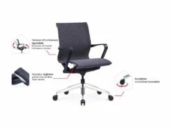 Fauteuil De Bureau Professionnel - Tissu - Gris Chiné - LACITY -DECO Ventes siege de bureau 11600419