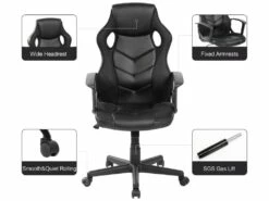 Fauteuil De Jeu Fauteuil De Bureau Exécutif En Cuir Synthétique Noir -DECO Ventes siege de bureau 12523491