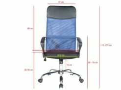 Chaise De Bureau Noir Bleu Tissu Respirant Pu 113 /123x57,5x58,5 -DECO Ventes siege de bureau 12523501