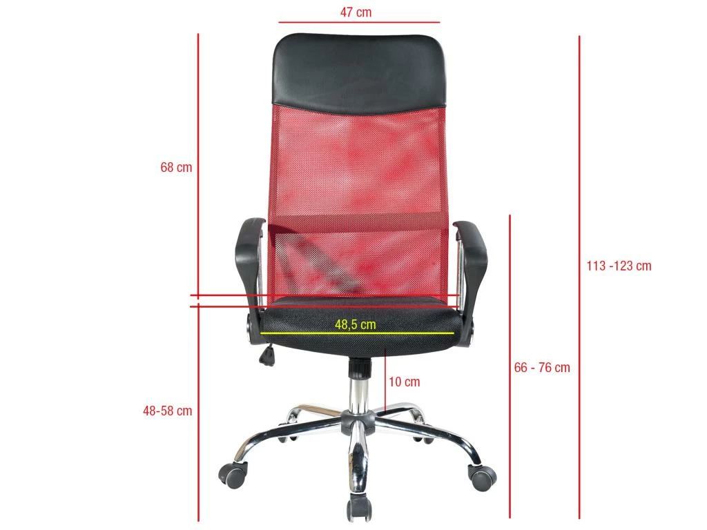 Fauteuil Bureau Chaise Rouge Noir Avec Roues 113/123x57,5x58,5 5 Fauteuil Bureau Chaise Rouge Noir Avec Roues 113/123x57,5x58,5 – Image 3