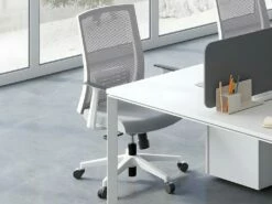 Fauteuil De Bureau Ergonomique Professionnel - Tissu Et Nylon - Gris Et Blanc - FURNIA -DECO Ventes siege de bureau 1622867