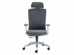 Fauteuil De Bureau Professionnel - Avec Têtière - Tissu - Gris - VOLTI -DECO Ventes siege de bureau 1817351