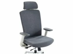 Fauteuil De Bureau Professionnel - Avec Têtière - Tissu - Gris - VOLTI -DECO Ventes siege de bureau 1817389