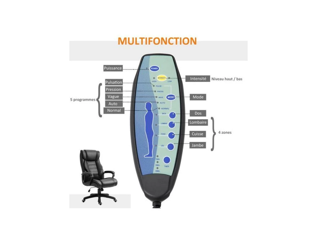 Fauteuil De Bureau Massant MASON Noir 7 Fauteuil De Bureau Massant MASON Noir â Image 5