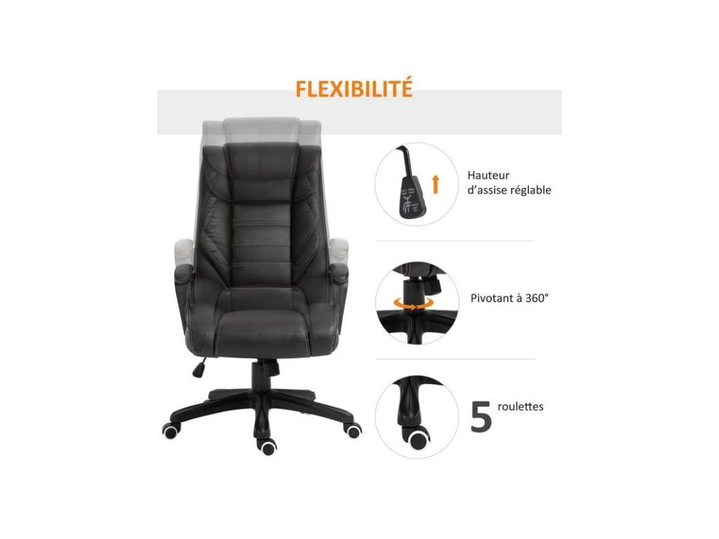 Fauteuil De Bureau Massant MASON Noir 11 Fauteuil De Bureau Massant MASON Noir â Image 9