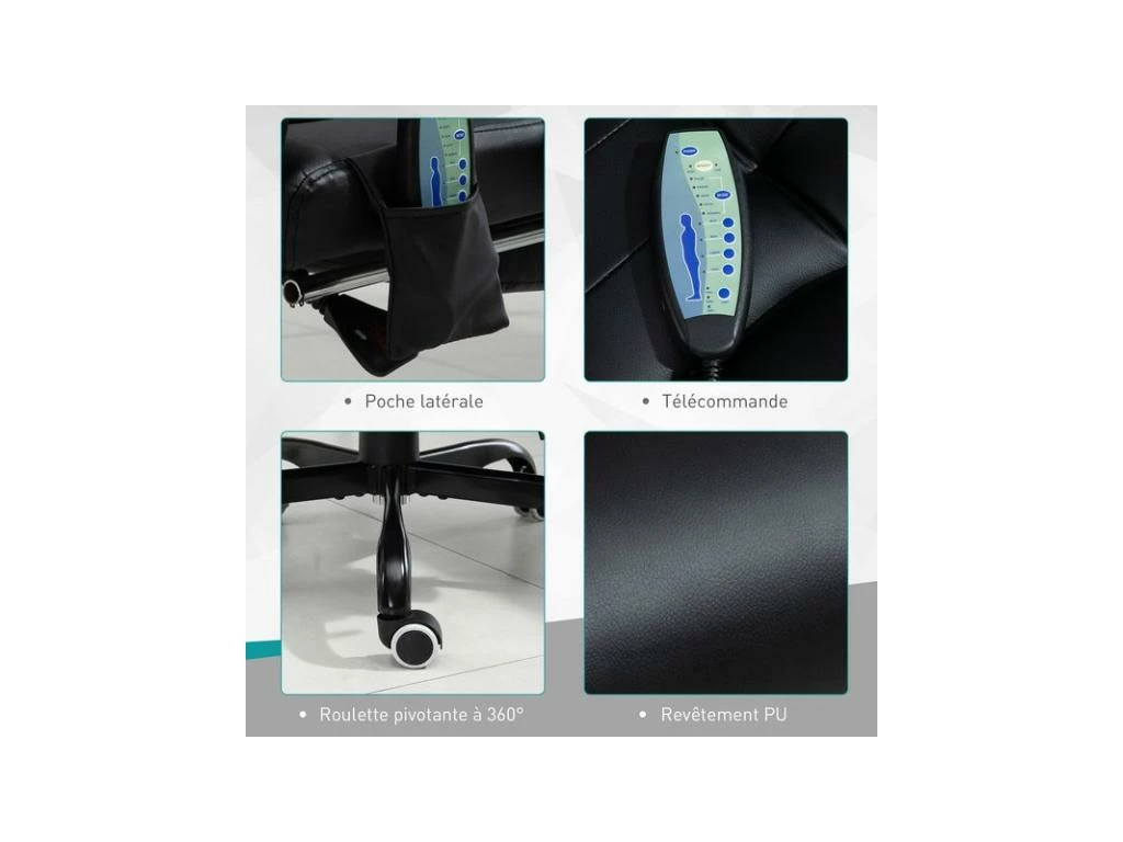 Fauteuil De Bureau Relaxant Massant BRANSON Noir 9 Fauteuil De Bureau Relaxant Massant BRANSON Noir – Image 7