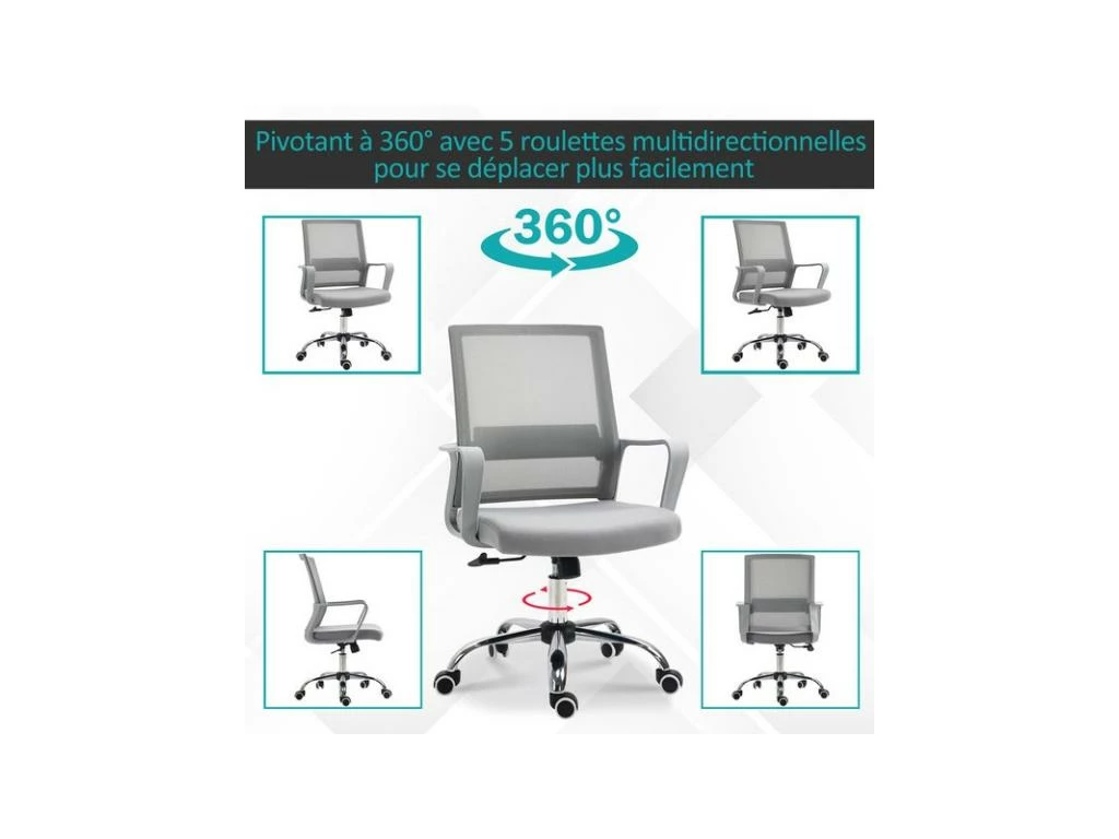 Fauteuil De Bureau MERYL Gris 6 Fauteuil De Bureau MERYL Gris â Image 4