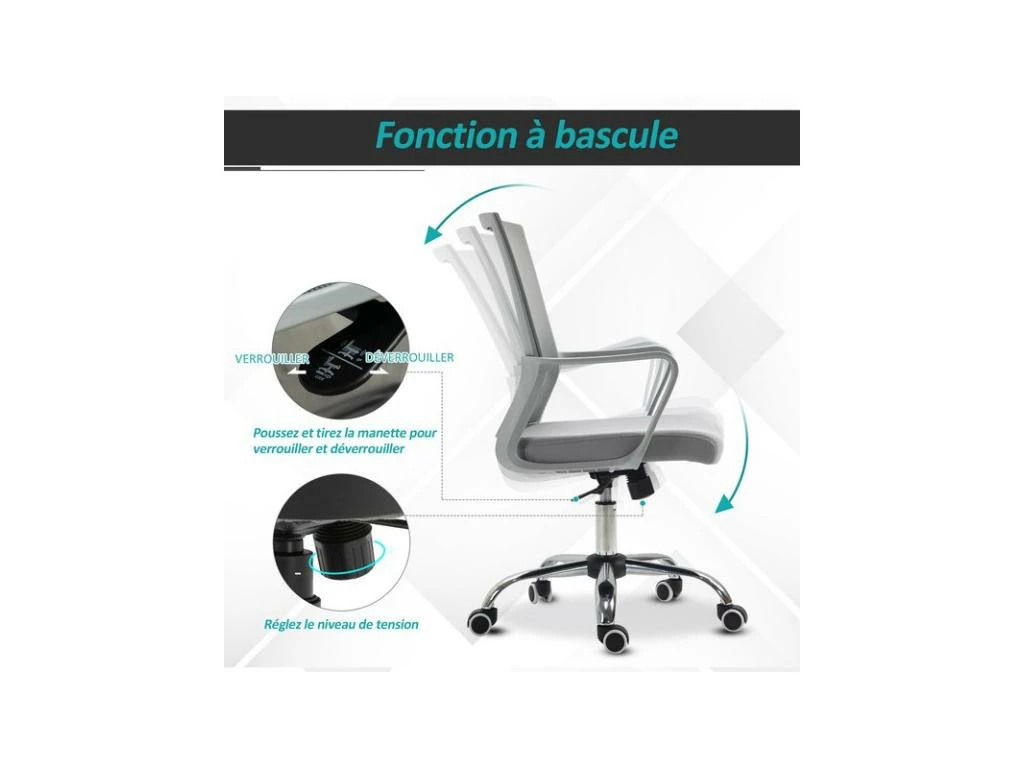 Fauteuil De Bureau MERYL Gris 7 Fauteuil De Bureau MERYL Gris â Image 5