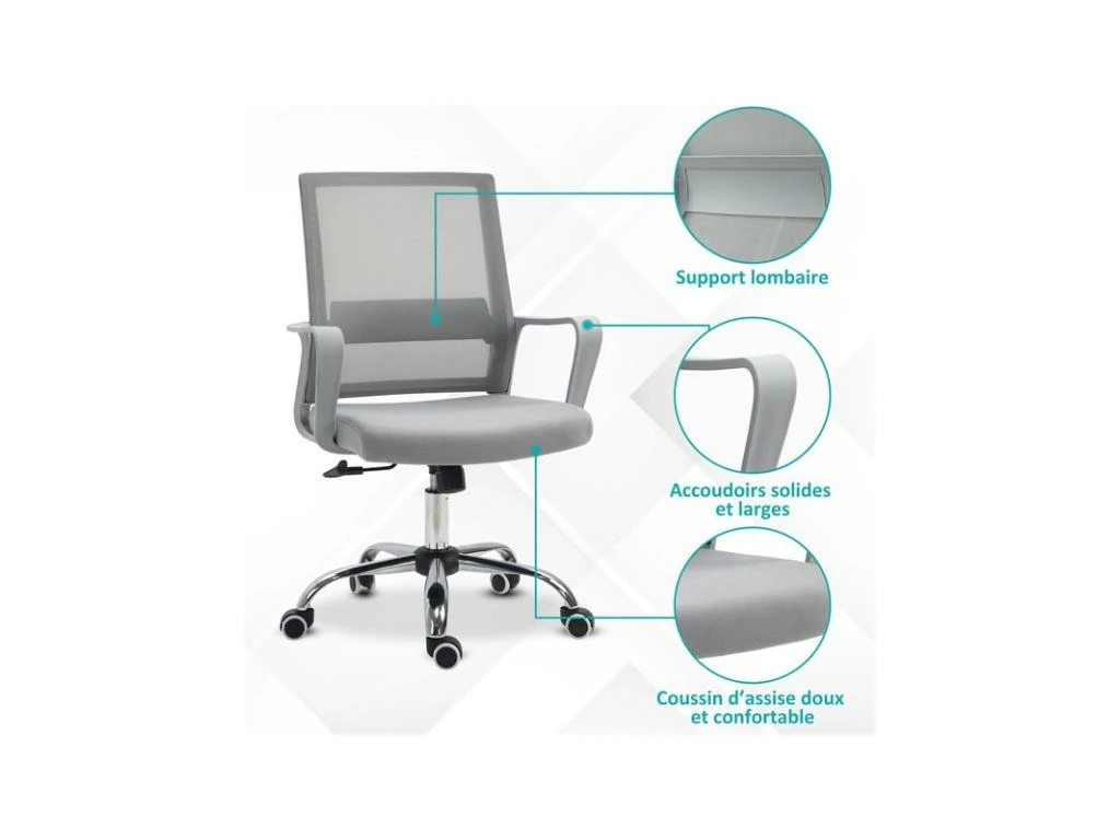 Fauteuil De Bureau MERYL Gris 11 Fauteuil De Bureau MERYL Gris â Image 9