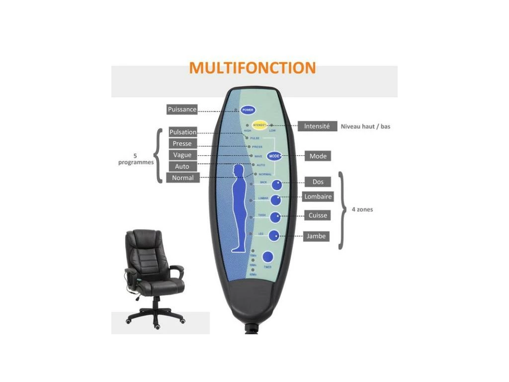 Fauteuil De Bureau Massant MASON Brun 7 Fauteuil De Bureau Massant MASON Brun – Image 5